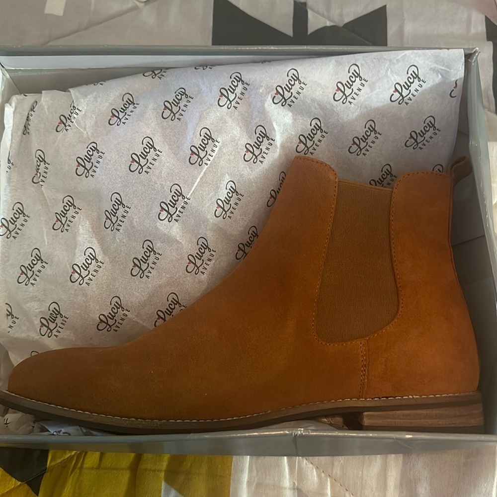 Size 10 Cognac colored Boots , fits true to size by Lucy Avenue
